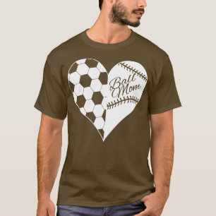 Camiseta Ball Mãe Baseball Softball Heart White 1