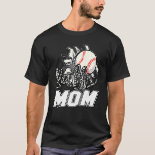 Camiseta Ball Mãe Cheetah Baseball Mama Mulheres Mama Mama 
