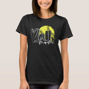 Camiseta Ball Mãe Coração Baseball Mama de Softball Mãe Mãe