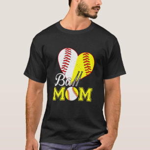 Camiseta Ball Mãe Coração Engraçado Baseball Basball Mãe