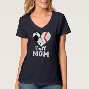 Camiseta Ball Mãe Coração Engraçado Baseball Soccer Mãe