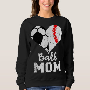 Camiseta Ball Mãe Coração Engraçado Baseball Soccer Mãe