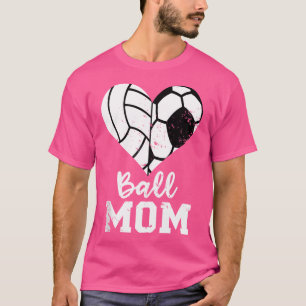 Camiseta Ball Mãe Coração Engraçado Soccer Voleibol Mãe