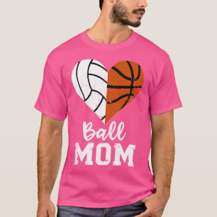 Camiseta Ball Mãe Coração Engraçado Voleibol Mamãe