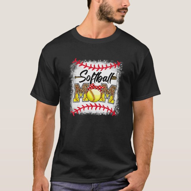 Camiseta Ball Mãe Dia de as mães Tee Baseball Mãe Softbal L (Frente)