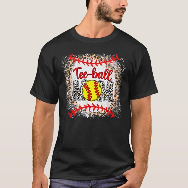 Camiseta Ball Mãe Dia de as mães Teeball Mãe Esportes Leopa (Frente)