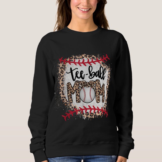 Camiseta Ball Mãe Dia de as mães Teeball Mãe Leopard Funn (Frente)