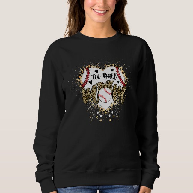 Camiseta Ball Mãe Dia de as mães Teeball Mãe Leopard Funn (Frente)