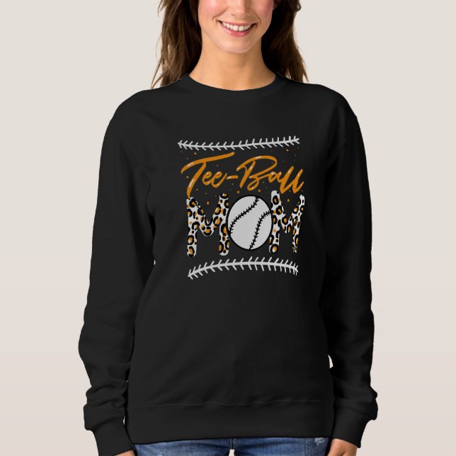 Camiseta Ball Mãe Dia de as mães Teeball Mãe Leopardo (Frente)