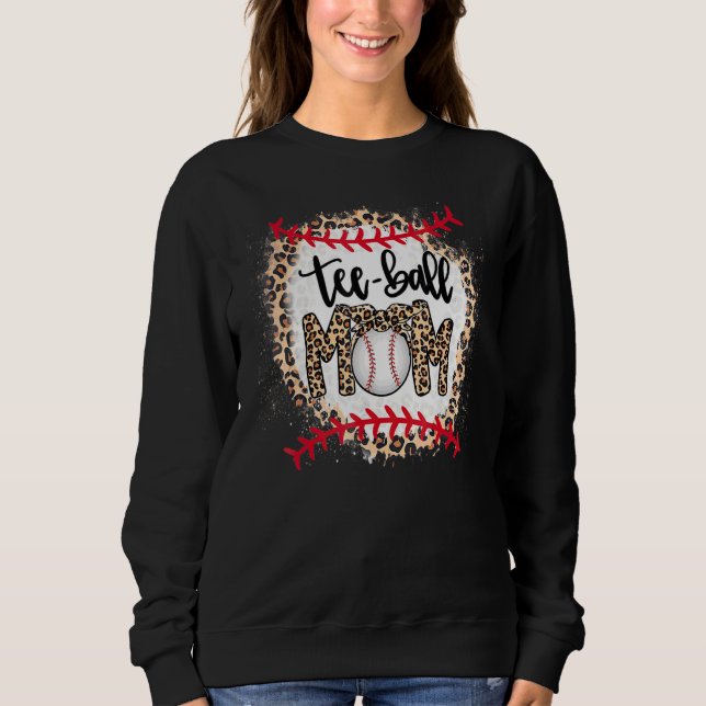 Camiseta Ball Mãe Dia de as mães Teeball Mãe Leopardo Match (Frente)