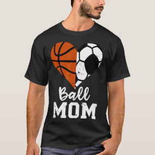 Camiseta Ball Mãe Diversão Cardíaca Futebol de Basquete Mãe
