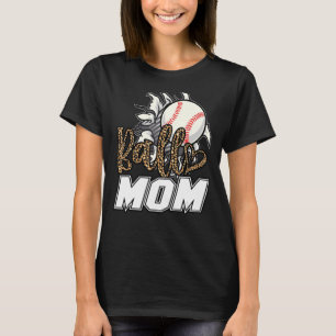 Camiseta Ball Mãe Leopardo Baseball Mama Mulheres Mama Mama