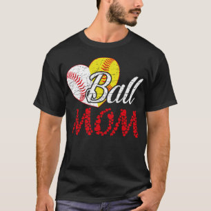 Camiseta Ball Mãe Softball Baseball Engraçado Para Mulheres