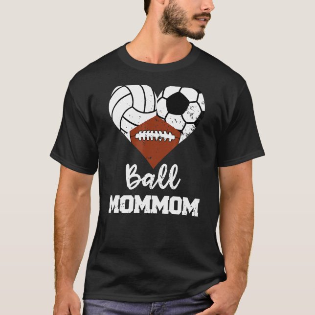 Camiseta Ball Mamãe Coração Futebol de Voleibol Mãe (Frente)