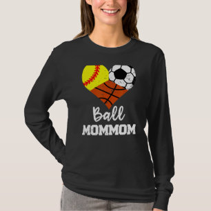 Camiseta Ball Mamãe Heart Softball Soccer Basquete Mãe