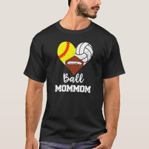 Camiseta Ball Mamãe Heart Softball Voleibol Mo
