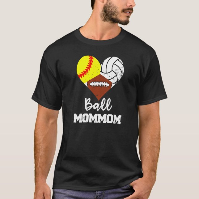 Camiseta Ball Mamãe Heart Softball Voleibol Mo (Frente)