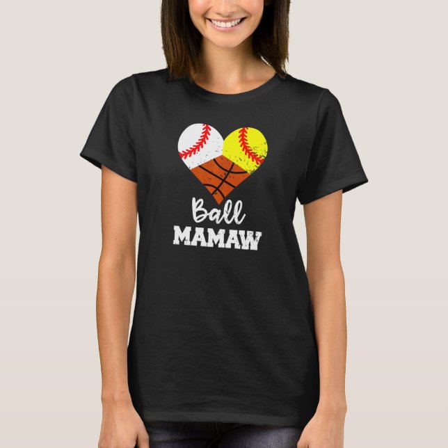 Camiseta Ball Mamaw Heart Baseball Softball Basball Mam (Frente)