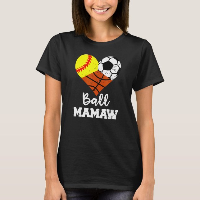 Camiseta Ball Mamaw Heart Softball Soccer de Basquete Mamaw (Frente)