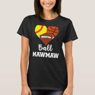 Camiseta Ball Mawmaw Heart Softball Mães de futebol