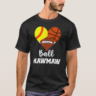 Camiseta Ball Mawmaw Heart Softball Mães de futebol
