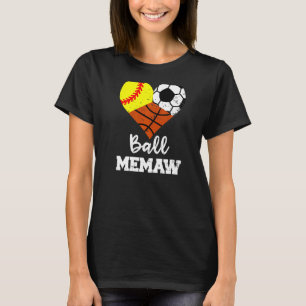 Camiseta Ball Memaw Heart Softball Soccer Memaw