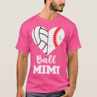Camiseta Ball Mimi Engraçado Coração de Voleibol Baseball