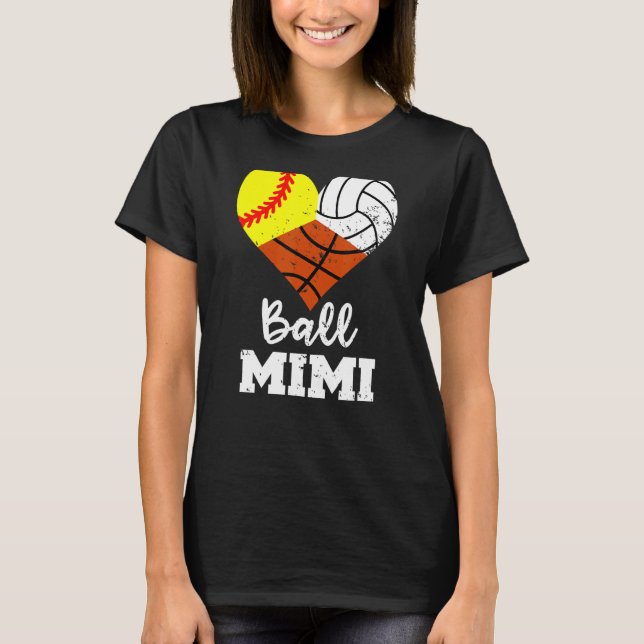 Camiseta Ball Mimi Heart Sofball Basball Mi (Frente)