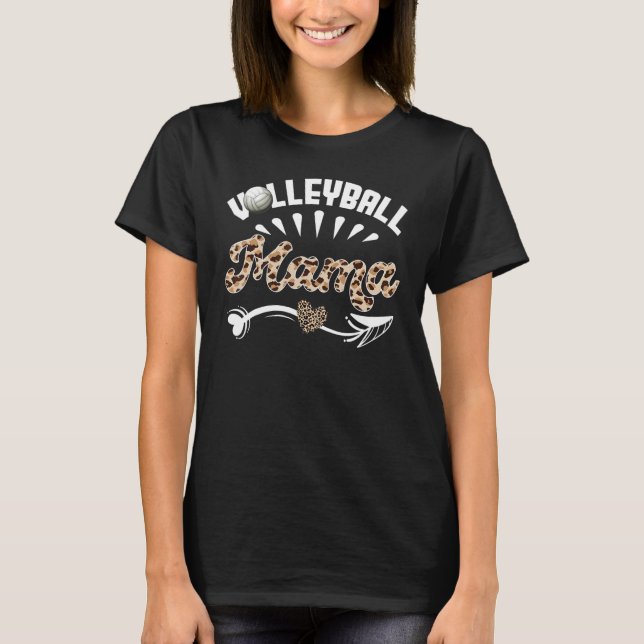 Camiseta Ball Mom Mother's Day  Volleyball Mama Leopard (Frente)