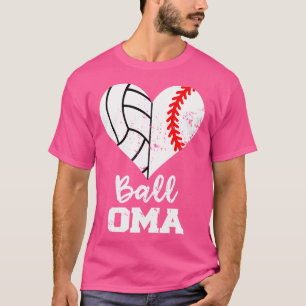 Camiseta Ball Oma Heart Engraçado Baseball Voleibol Oma