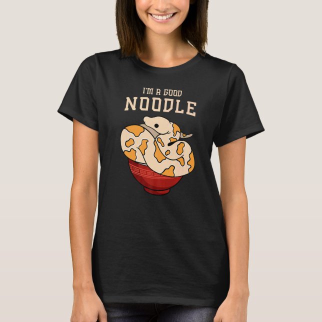 Camiseta Ball Python para eu ser um bom macarrão (Frente)