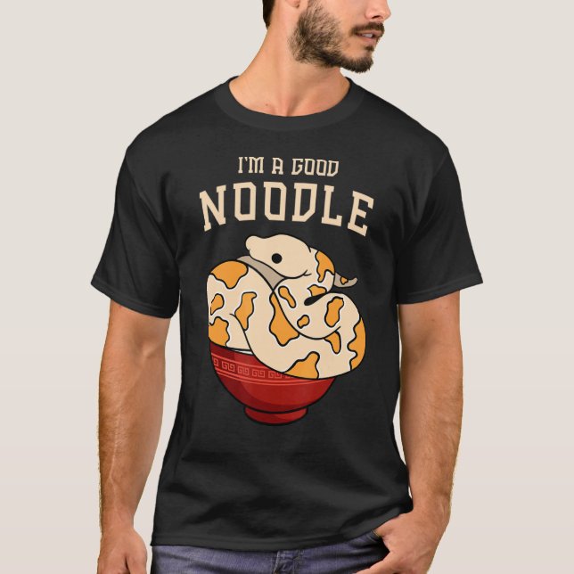 Camiseta Ball Python para eu ser um bom macarrão (Frente)