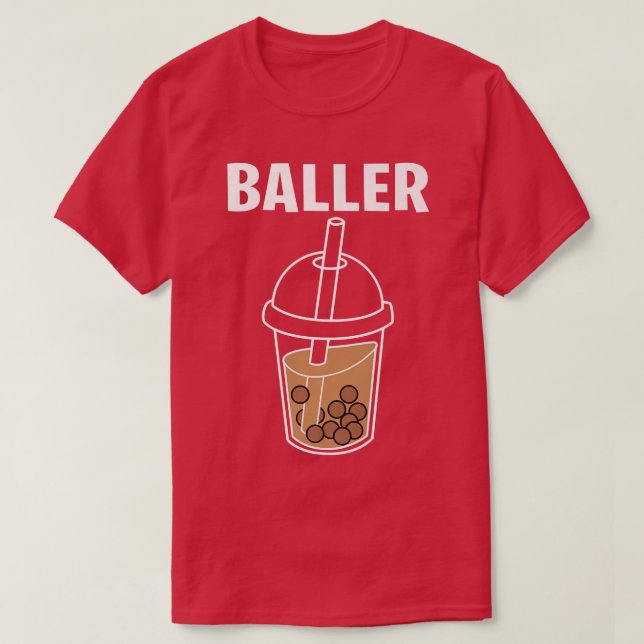 Camiseta Baller Baller Baller Milk Tea Cute Kawaii Boba Dri (Frente do Design)