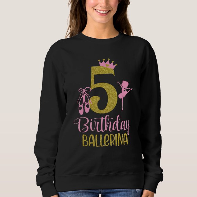 Camiseta Ballerina 5 Birthday Outfit Dancer Balé Swan T (Frente)
