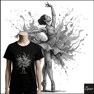 Camiseta Ballerina Abstrata em Ponta com Explosão de Neon
