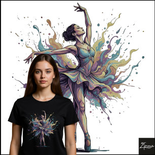 Camiseta Ballerina Abstrata em Ponta com Salpicos de Neon