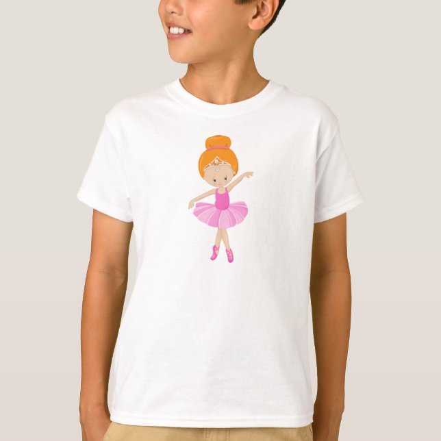 Camiseta Ballerina, Balé, Balé Dançarina, Cabelo Laranja (Frente)