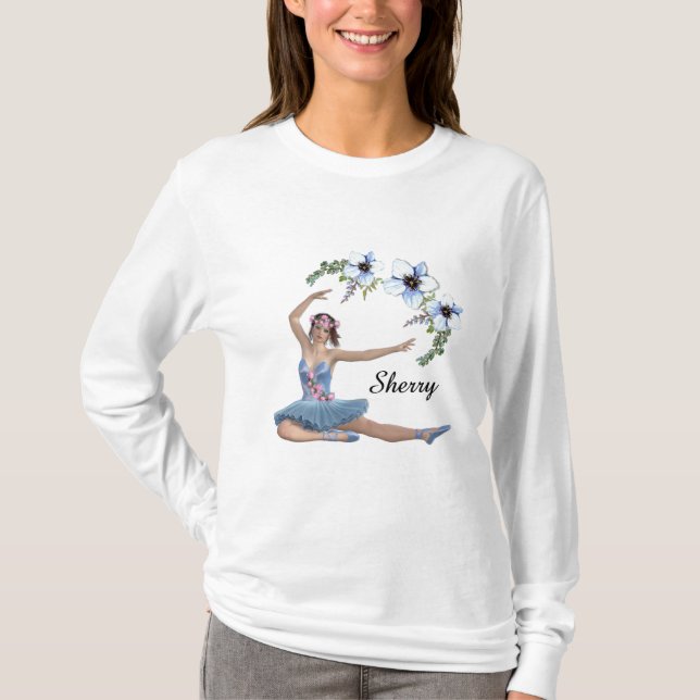 Camiseta Ballerina em Nome Pessoal Azul (Frente)