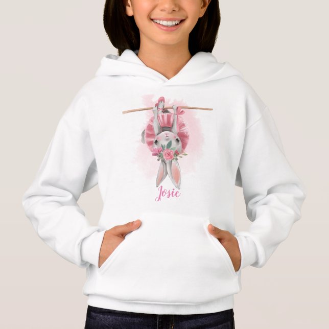 Camiseta Ballerina Floral Bunny Girls Hoodie (Frente)