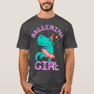 Camiseta Ballerina Girl Balé Dancer Dino Dancing T-Rex
