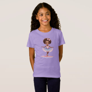Camiseta Ballerina Girl Blue Pink Dress Nome Personalizado