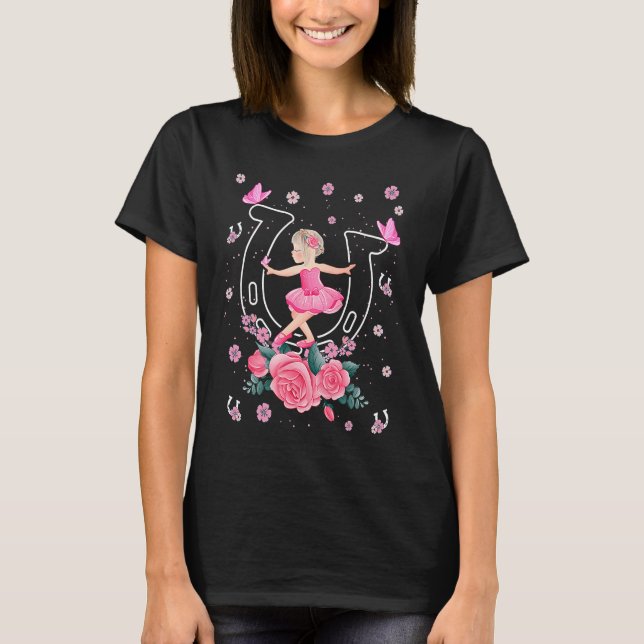 Camiseta Ballerina in tutu dancing in horseshoe girls' ball (Frente)