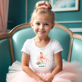 Camiseta Ballerina Loura Pink Teal Name Birthday Girl