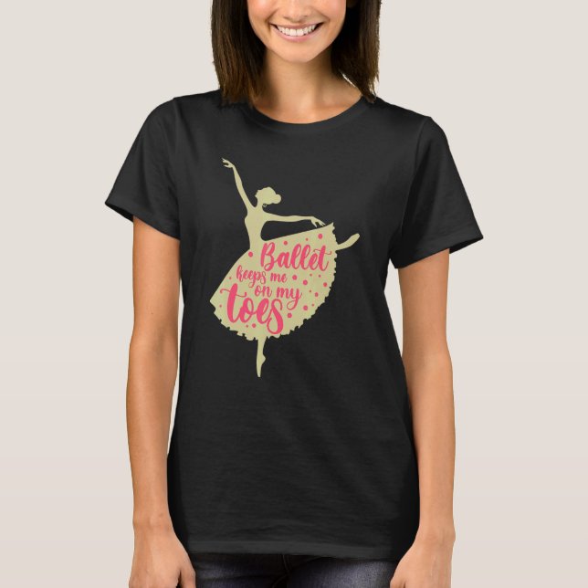 Camiseta Ballerina Para Meninas Meninas Pointe Dance (Frente)