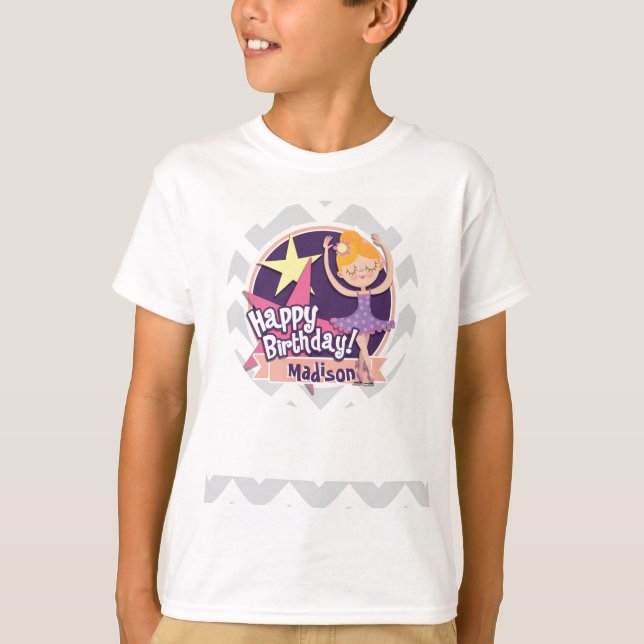 Camiseta Ballerina sobre Cinza clara e padrão quevron branc (Frente)