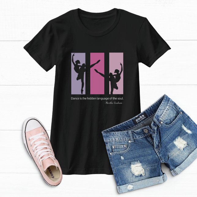 Camiseta Ballerinas dançando em Retângulos Rosa (Criador carregado)