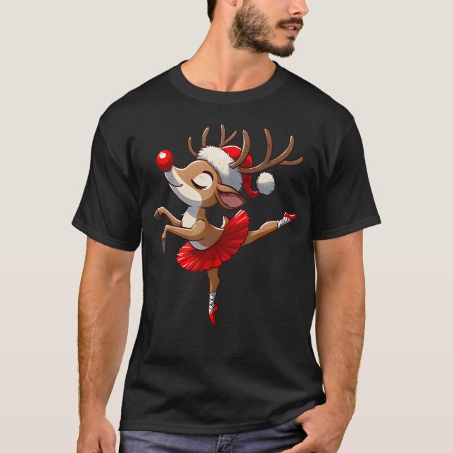 Camiseta Ballet de Natal Rena Dançante Ballet Chá (Frente)