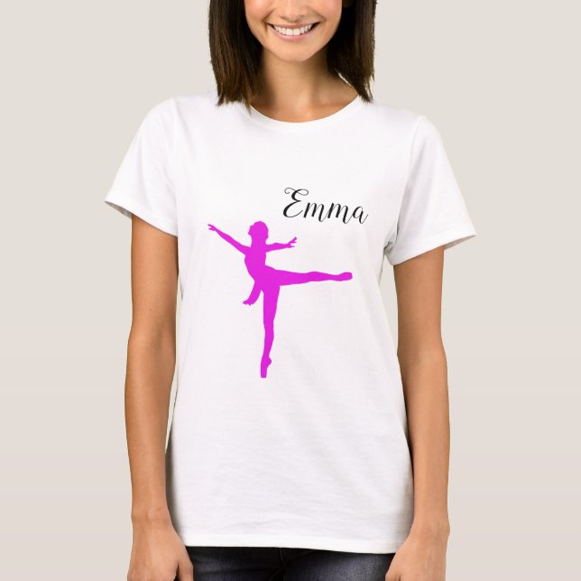 Camiseta Ballet Pink Add Name Personalized Girl  (Frente)