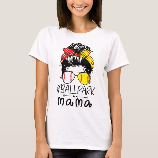 Camiseta BallPark Mama Baseball Dia de as mães Mãe M (Frente)
