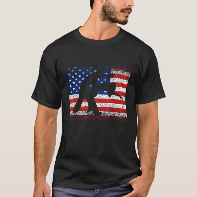 Camiseta Ballroom Dancing American Flag Dance 4 de julho (Frente)